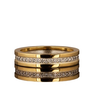 Luxury Lab Grown Diamond Wide Band <b>Ring</b> Multi Row Pave Prong Set 18K Solid Gold Anniversary Jewelry - Product Image 1