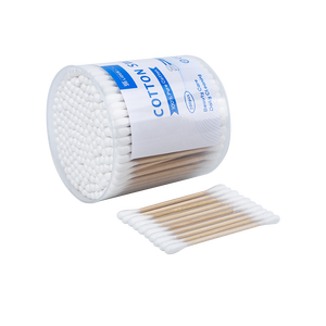 Coton-tiges jetables pour le nettoyage des oreilles et le maquillage, 200 pièces/boîte, tête ronde, bâtonnet en bois, coton-tige avec boîte ronde - Product Image 5