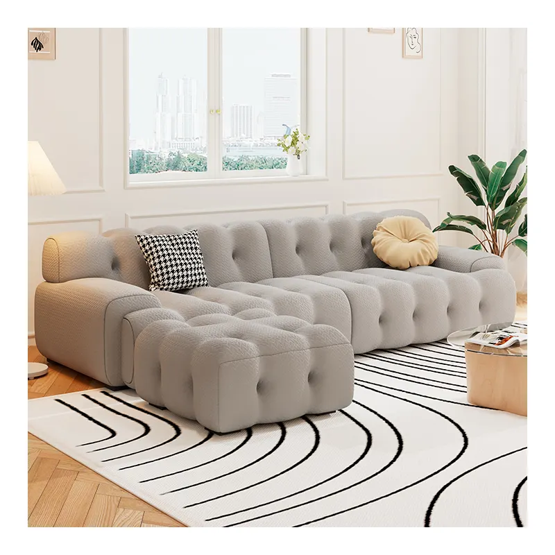 Sofa kain minimalis Italia, jaring Sofa sederhana ukuran gaya merah apartemen ruang tamu kain rajut tiga dimensi