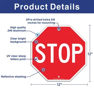 Alumínio personalizado Stop Sign, UV protegido e resistente às intempéries à prova d'água Slow Down Reflective Traffic Signs