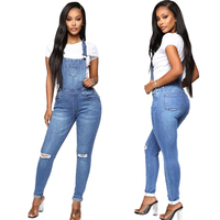 Pantalon en jean skinny à taille mi-haute pour femme, avec revers retroussé, pantalon en jean Gallus, salopette avec bretelles