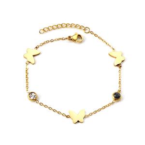 Bracelet style Charm avec breloques papillon et strass variés, bijoux de mode minimalistes du fabricant - Product Image 1