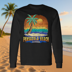 T-shirt vintage a maniche lunghe effetto invecchiato di Pensacola Beach Florida - Product Image 3
