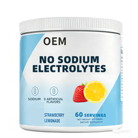 Électrolytes sans sodium en marque blanche OEM, 60 portions, 123g, saveur fraise-citron, approvisionnement en gros, marque personnalisée