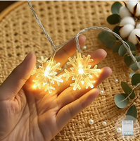 Guirlande lumineuse LED flocon de neige à piles, blanc chaud, pour décoration intérieure, chambre, maison, arbre de Noël