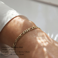 Bracelet Emanco, bijoux en gros, bracelet chaîne figaro plaqué or 14 carats haut de gamme pour hommes et femmes, couples, bracelet de luxe