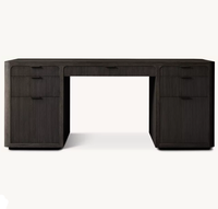 Bureau ergonomique en bois massif Cambria avec tiroir, bureau d'écriture en chêne américain pour la maison ou l'utilisation informatique