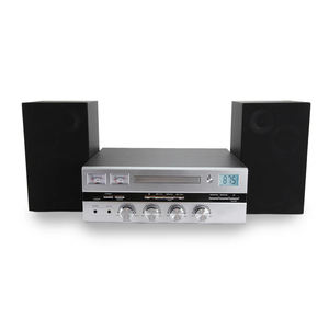 Système micro-tourne-disque Bluetooth avec récepteur Bluetooth, 2 VU-mètres, haut-parleur 25W×2, adaptateur secteur, 26"x8.5"x10" - Product Image 4