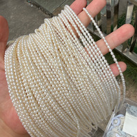 Perles de riz courtes et rondes 2,8-3 mm, d'eau douce, sans noyau, haute brillance, 38-39 cm, produit semi-fini DIY, qualité AA naturelle