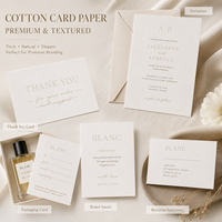 Cartes en papier coton blanc crème personnalisées, gaufrées, estampées à chaud, impression UV, cartes de remerciement pour emballages professionnels