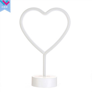 Lampe de table LED en forme de cœur néon pour décoration de chambre alimentée par batterie/USB Décoration de cadeaux de Noël et Diwali - Product Image 5