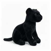 Peluche Panthère Noire Personnalisée avec des Yeux Verts, Peluche Panthère Assise, Jouet en Peluche Panthère Noire Réaliste de la Jungle