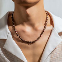 Collier Hawaïen fait main style bohème avec perles en bois incrustées, perles de noix de coco, chaîne de clavicule pour homme, idéal pour les fiançailles