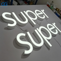 Letrero LED 3D sin Bordes con Iluminación, Letrero Luminoso LED Ahorrador de Energía, Letreros de Dirección Iluminados para Negocios, Letras de Canal Iluminadas