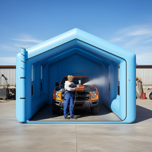 Cabine de peinture gonflable 39,37 x 16,40 x 13,12 pieds avec toit triangulaire, cabine de pulvérisation pour voitures et camions avec ventilateurs D0100XU48FG - Product Image 2