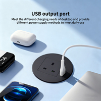 Stopkontak AC Meja Standar BNT UK 16A 1 Port USB-A + 1 Port USB-C Bahan Aluminium Alloy IP44 Self Grounding 110-240VAC Untuk Penggunaan Komersial