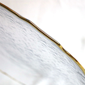 Assiettes <span class=keywords><strong>de</strong></span> présentation en <span class=keywords><strong>verre</strong></span> transparent <span class=keywords><strong>de</strong></span> 13 pouces pour événements <span class=keywords><strong>de</strong></span> mariage, élégantes sous-assiettes, nouvelles assiettes <span class=keywords><strong>de</strong></span> présentation fantaisie avec bordure dorée perlée - Product Image 3