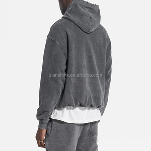 Sweats à capuche courts unisexe épais polaire sweats à capuche Streetwear 100% coton 500 Gsm français Terry sweats à capuche lourds hommes de haute qualité - Product Image 5