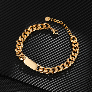 Personalizado grabado miami cubano cadena enlace 316L <span class=keywords><strong>pulsera</strong></span> de acero inoxidable de alta calidad de Metal de oro de la <span class=keywords><strong>pulsera</strong></span> de los hombres - Product Image 3