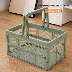 Plastic <strong>Foldable</strong> Storage <strong>Basket</strong> with Handles - Product Image 1