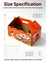 Fournisseur direct d'usine, boîtes d'expédition en carton ondulé en matériaux recyclés, emballage personnalisé avec logo pour fruits frais, melon, raisins, olives