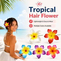 Aksesoris Rambut Bunga Busa EVA Hawaii untuk Liburan, dengan Tangkai Bunga Warna-warni, Perhiasan Pesta Pernikahan