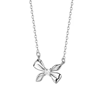 Haute qualité 999 argent sterling arc bijoux brillant délicat arc noeud pendentif collier pour les filles vacances portant