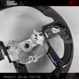 Volant LED en fibre de carbone forgée bleu personnalisé pour Toyota Tundra 2018-2026, <span class=keywords><strong>4Runner</strong></span>, Sequoia 9, Premi Aqua, Limited, SR5, <span class=keywords><strong>TRD</strong></span> <span class=keywords><strong>Pro</strong></span> - Product Image 4