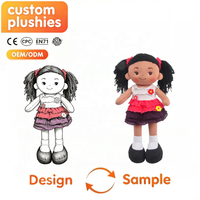 Poupée en peluche personnalisée pour fille à peau noire, OEM ODM, poupée en peluche douce, vente en gros, fabricant de jouets en peluche personnalisés, cadeau d'anniversaire pour enfants