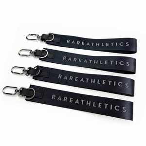 High End Custom Nylon Wrist Strap Lanyard Jacquard Printed Logo Metal Hook Short Keychain - Product Image 1