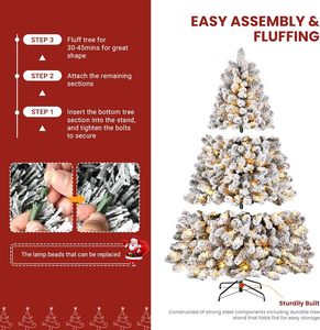 SHareconn Albero di Natale Artificiale in Abete da 1,8 m con 500 Luci Incandescenti Bianco Caldo, Effetto Neve, Base Pieghevole, 900 Punte di Rami - Product Image 6