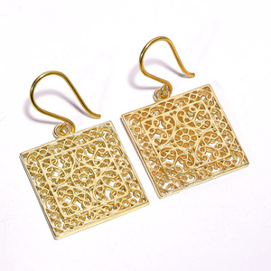 Pendientes de gota de latón real chapados en oro y rodio negro Vermeil de 2,5 micras hechos a mano para mujeres y niñas, joyería fina - Product Image 2