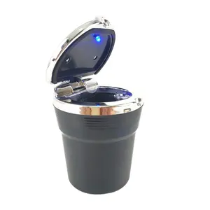 Car LED Light Metal Ashtray Cigar Holder Cylinder Cup Plastic LED Ashtray