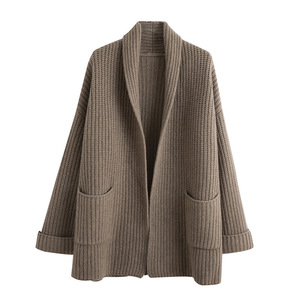 Cardigan lavorato a maglia da <span class=keywords><strong>donna</strong></span> <span class=keywords><strong>autunno</strong></span> <span class=keywords><strong>inverno</strong></span> cappotto di lana con bottone lungo largo Top Plus Size semplice stile Casual caldo solido - Product Image 5