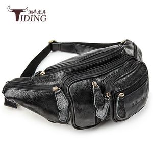 Sac de poitrine pour homme en cuir véritable Tiding, grande capacité, fermeture à glissière, sac de sport décontracté pour l'extérieur, sac banane 3037 - Product Image 2