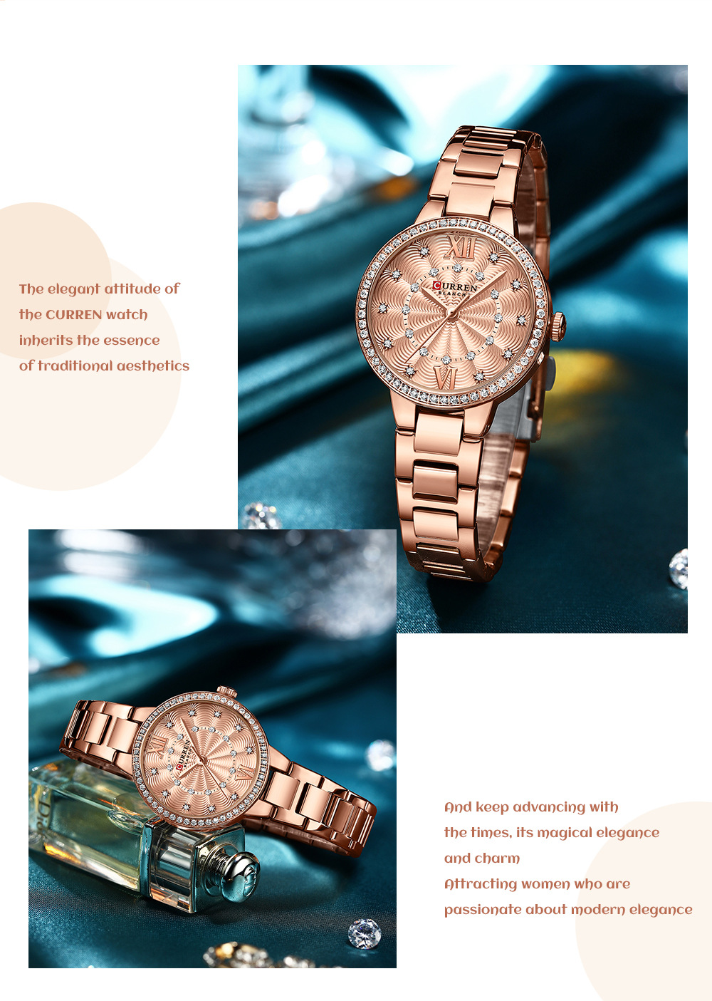 CURREN — montre-Bracelet en acier inoxydable pour femmes, marque de luxe, Bracelet classique décontracté, horloge, 9085