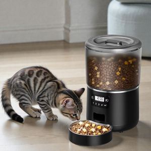 Distributeur automatique de nourriture intelligent pour animaux de compagnie, bol en acier inoxydable, 4L, double alimentation, programmable pour petits animaux - Personnalisé - Product Image 1