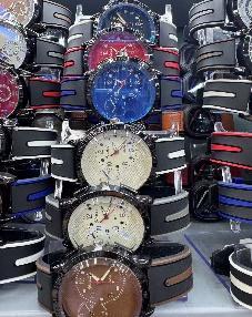 Slibruda Fashion Smart Watch da uomo con cinturino in pelle, cronografo, cassa rotonda in acciaio inossidabile, colori misti - Product Image 3