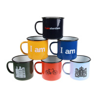 8oz 12oz 16oz voyage pique-nique en plein air rouge noir bleu vert couleur mouchetée logo personnalisé impression café bière émail camp tasse tasse