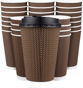 Insulated Ripple Double-Walled Paper <strong>Cup</strong> with Lid Coffee Tea <strong>Hot</strong> <strong>Chocolate</strong> Drinks Paper <strong>Cup</strong> - Product Image 1