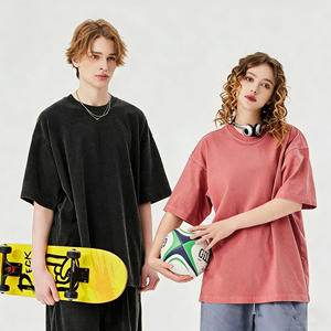 T-shirt décontracté à manches courtes pour homme, 100 % coton tricoté, 220 g, couleur unie, col rond, coupe classique, doux et confortable, style hip-hop, vente en gros - Product Image 2