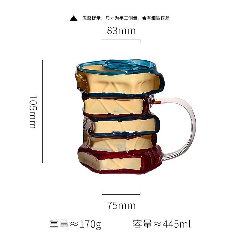Tasse livre en verre borosilicate haute résistance (motif peint à la main)