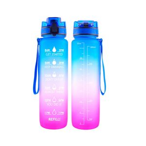 Grande bouteille d'eau de sport en Tritan de 1L avec paille, portable, en plastique, pour le fitness et le camping, avec dégradé de couleurs - Product Image 5