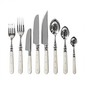 White Bone Handle Handmade Stainless Steel Cutlery Set Silver Finished Home Hotel Dining Elegant Design Wedding Rental <b>Flatware</b> - Product Image 1