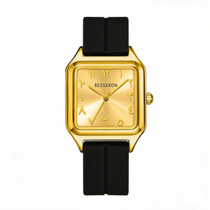 Quartz <b>Watch</b> Alloy Rubber Band 3BAR Water Resistant Sport Fashion Analog Square <b>Case</b> 42mm Mineral Glass 12.5mm Thickness - Product Image 3