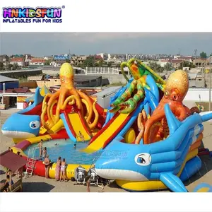 Outdoor Ground Inflatable Water Park With Big Swimming Pool And Inflatable Slides / Land Inflatable Aqua Park Fun Amusement Park