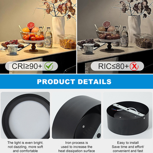 Loso chống chói Thiết kế cửa hàng văn phòng nhà trắng đen sắt 12W 18W 24W bề mặt gắn kết <span class=keywords><strong>Led</strong></span> Downlight - Product Image 5