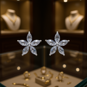 Orecchini a Perno E1294 con Diamanti Colorati, Montatura a Griffe, Classici da Donna per Uso Quotidiano - Product Image 2