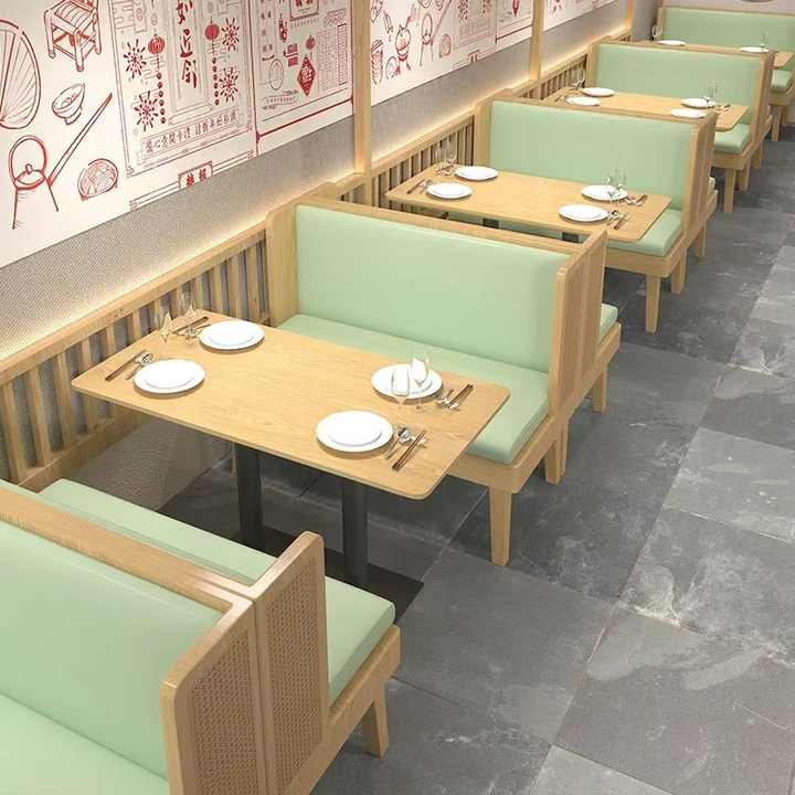 Modern Industrial Retro Furniture Fast Food Cafe Shop Rattan Leather