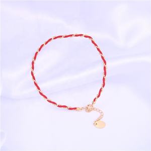 लवली भाग्यशाली बहनों लड़कियों संबंध लाल कपास रस्सी स्टेनलेस स्टील की गेंद श्रृंखला चोटी थोक पायल - Product Image 2